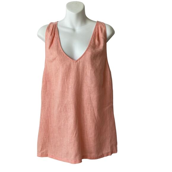 Tommy‎ Bahama Linen Tank Top Women Size S Salmon Pink Drawstring Tie Back Beach - Picture 1 of 7